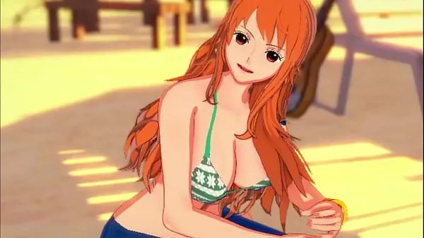 Nami gives you the handjob of your life on the beach JOI – One Piece
