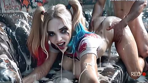 Harley Quinn – Naughty Bathing In Cum (realistic Ai Generated)