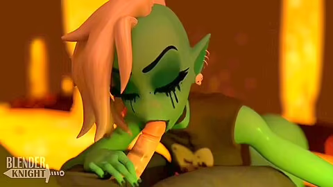 Green Beast Lord Dominator Gives A Great Blowjob