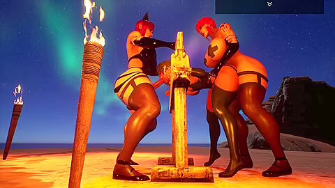 Thicc Oiled Futanari Double Team